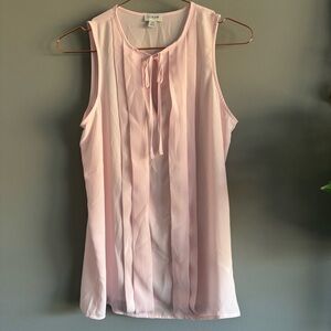 J Crew Women’s Chiffon Light Pink Sleeveless Pleated Blouse, XS